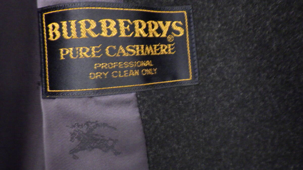 #18642 Burberrys バーバリー カシミアロングコート ピュアカシミア バーバリーコート ブラック系 メンズ L 訳アリ_画像4