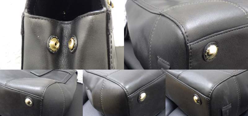 #18826 コーチ COACH ハンドバッグ 11047 ハンプトンズ ミディアム キャリーオール レザー 黒 バッグ_画像6