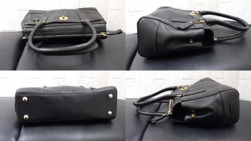 #18826 コーチ COACH ハンドバッグ 11047 ハンプトンズ ミディアム キャリーオール レザー 黒 バッグ_画像4