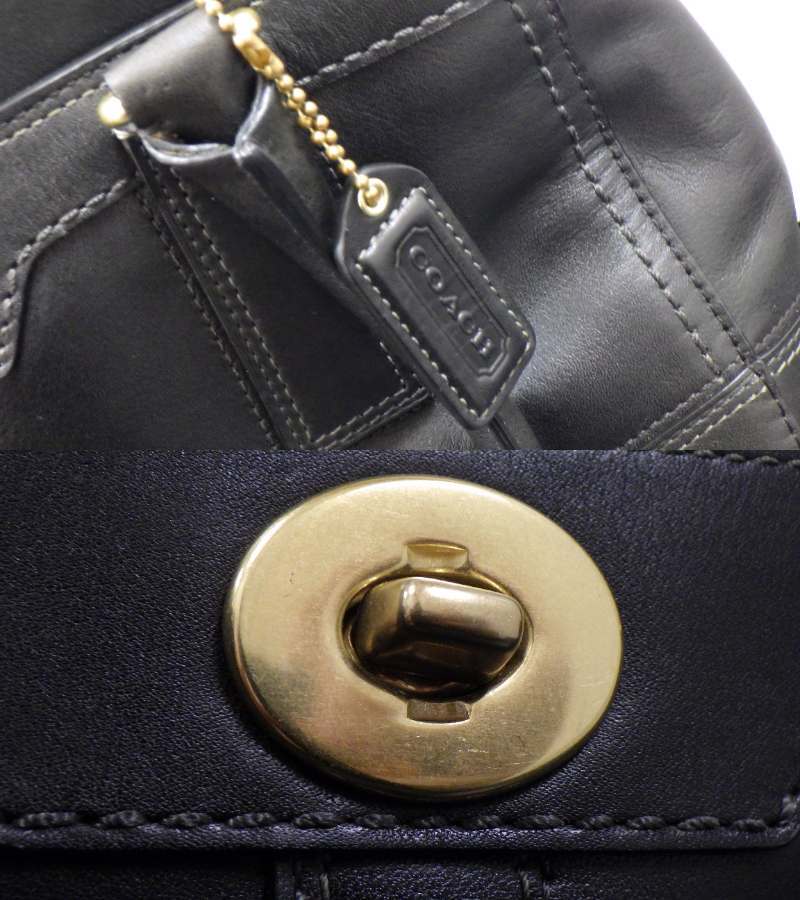 #18826 コーチ COACH ハンドバッグ 11047 ハンプトンズ ミディアム キャリーオール レザー 黒 バッグ_画像8