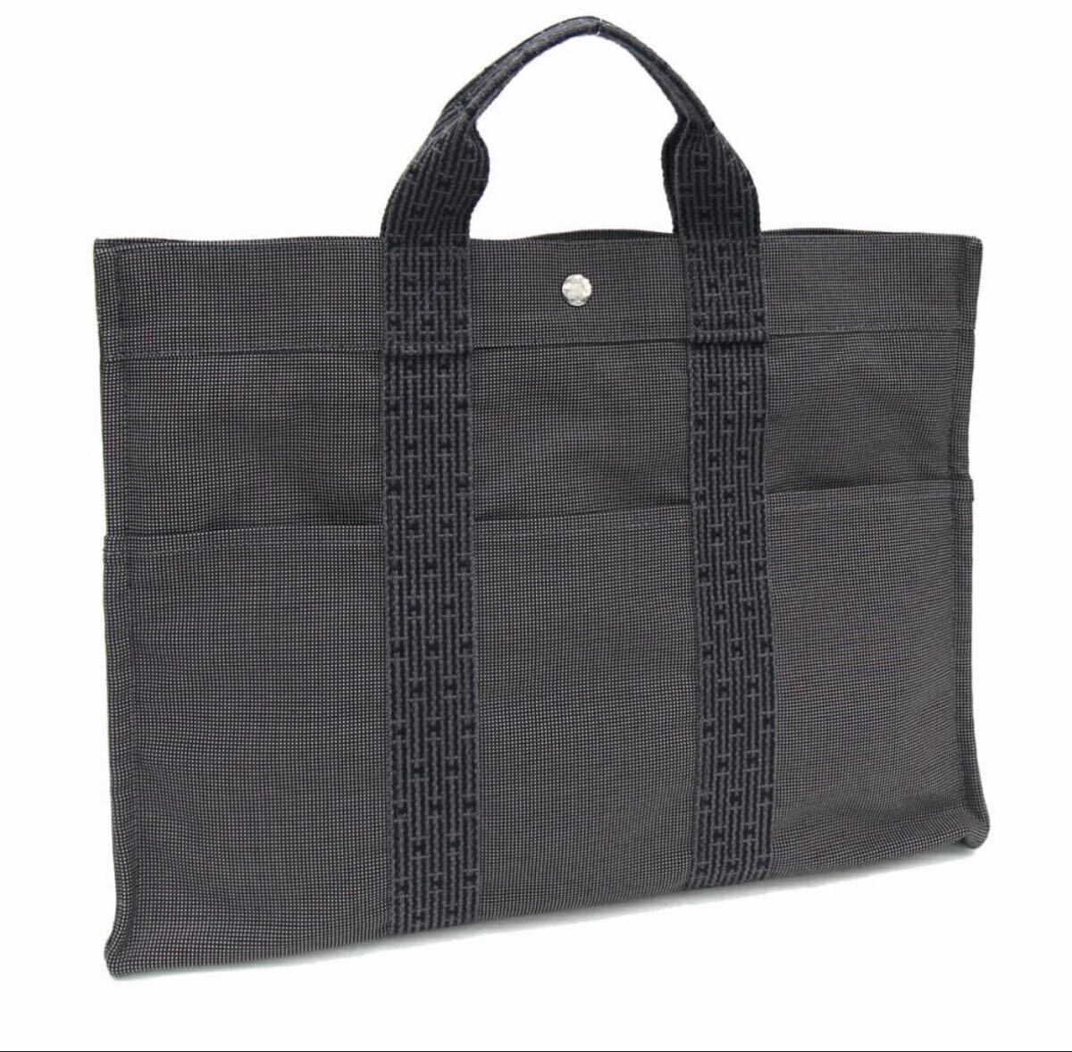 【極美品&AB品】HERMES エルメス エールライン MM トートバッグ グレー系 カデナ　キャンバス 大容量 現状品 プレミアム_画像1
