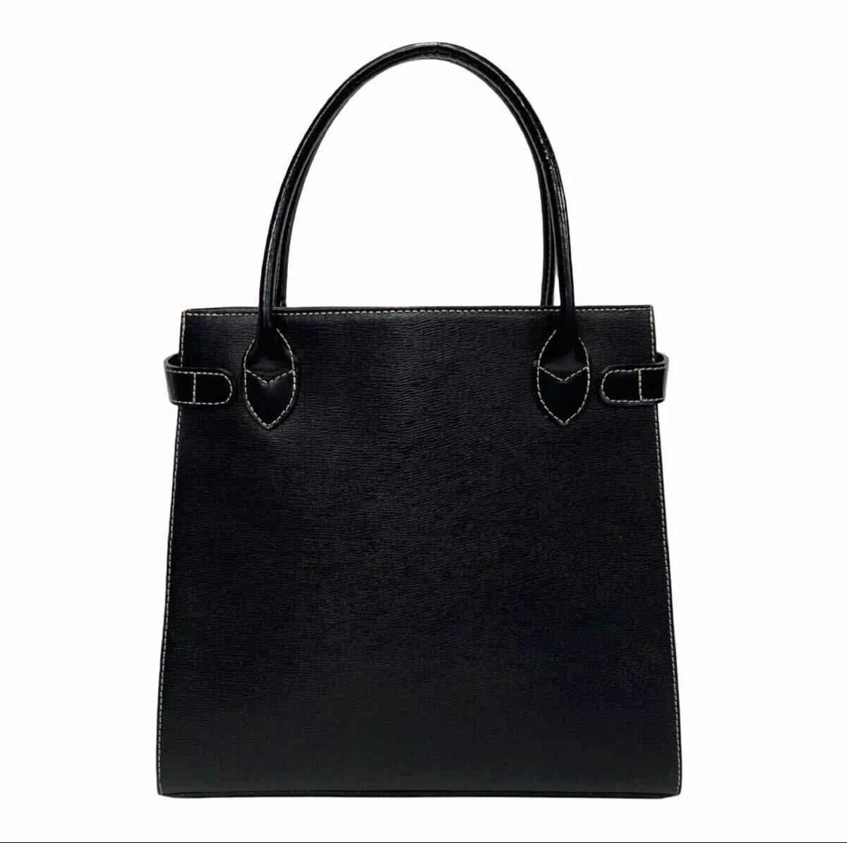 【極美品・AB品】Burberrys バーバリーズ ハンドバッグ ブラック レザー調 ゴールド金具 チェック内装 ビンテージ トートバッグ プレミアム_画像3