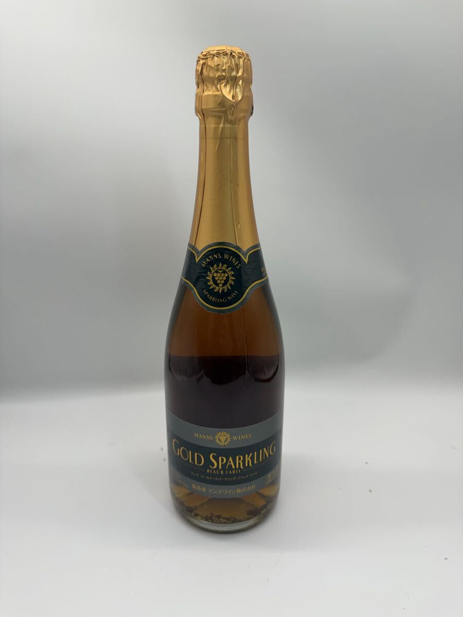 ◎MANNS WINES マンズワイン ゴールド スパークリング BLACK LABEL 白・やや甘口 国産ワイン 金箔入り 現状品 プレミアム_画像1
