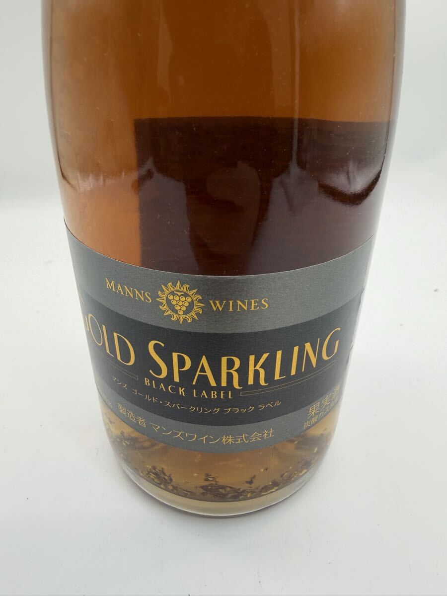 ◎MANNS WINES マンズワイン ゴールド スパークリング BLACK LABEL 白・やや甘口 国産ワイン 金箔入り 現状品 プレミアム_画像4