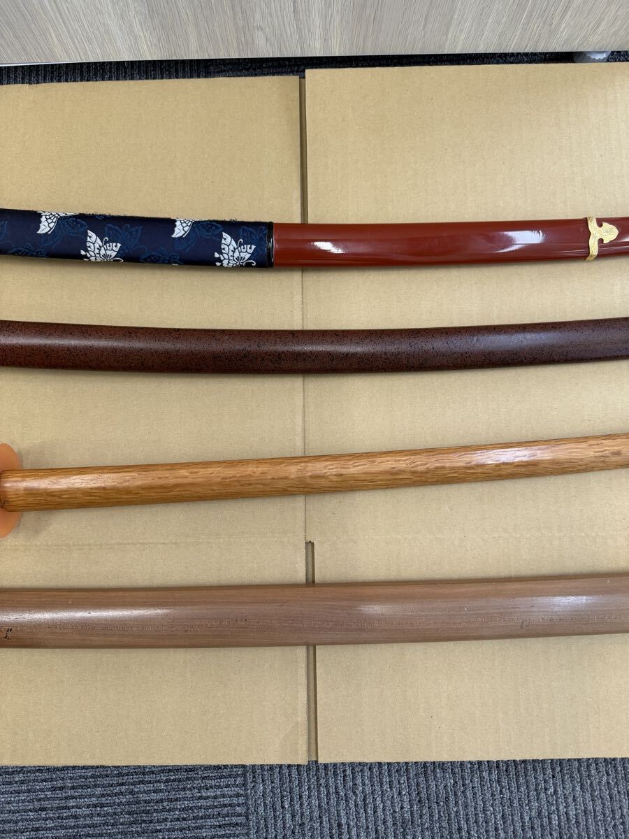 【模造刀・木刀・竹刀 3本セット】（侍刀・居合刀風・稽古用）全長約110cm コスプレ・インテリア・武道用 現状品 プレミアム感あり_画像4