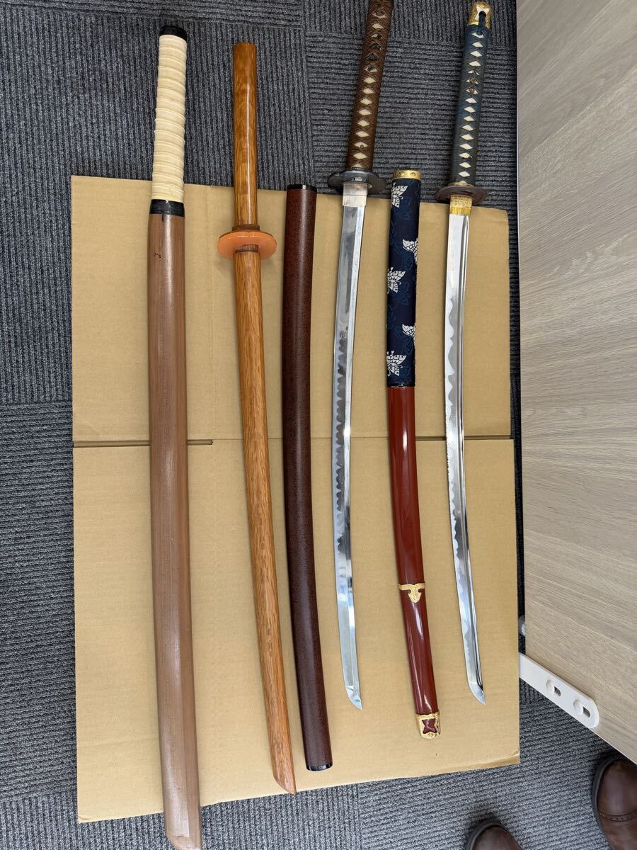 【模造刀・木刀・竹刀 3本セット】（侍刀・居合刀風・稽古用）全長約110cm コスプレ・インテリア・武道用 現状品 プレミアム感あり_画像6