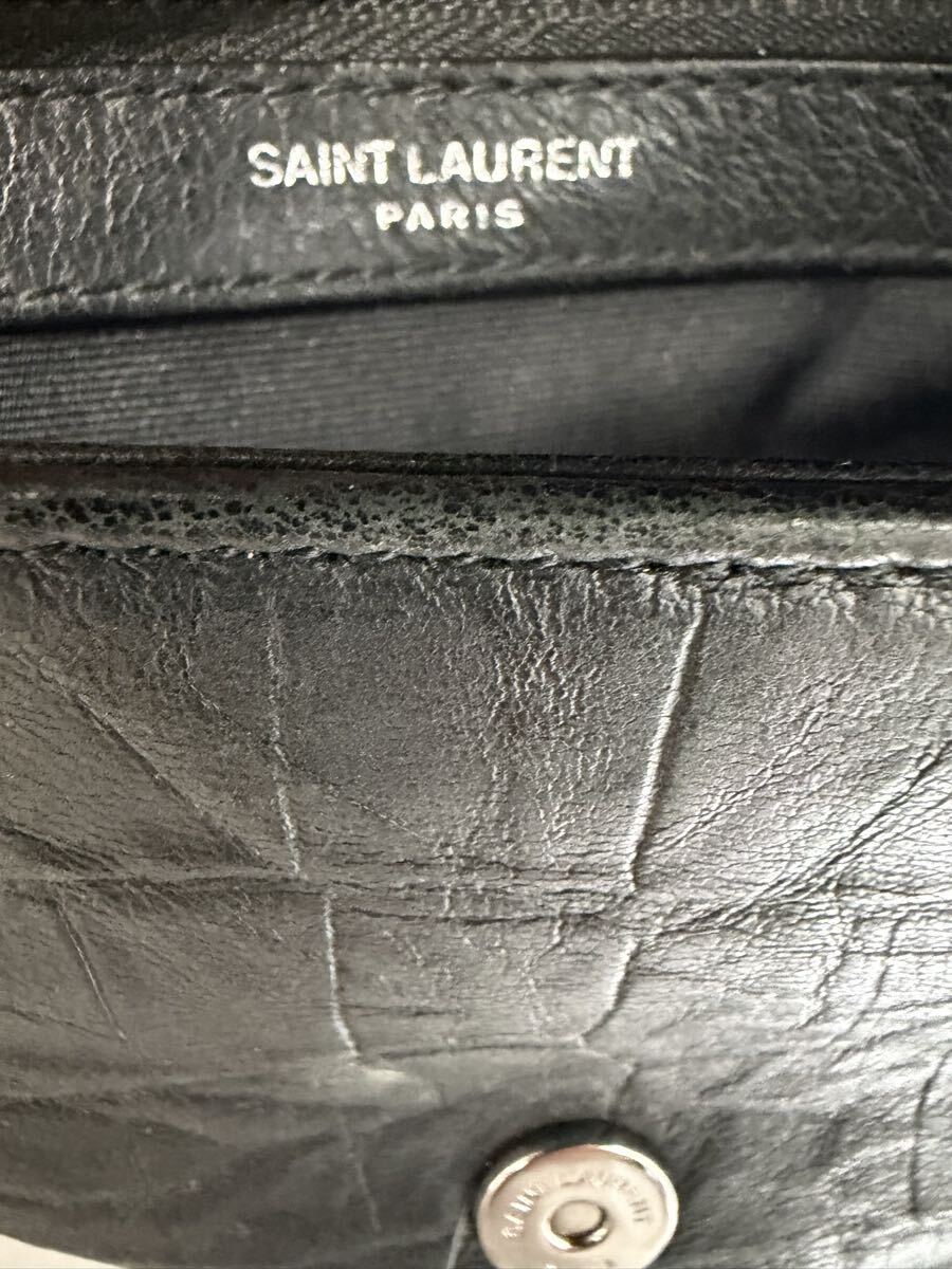 【美品・本物保証】SAINT LAURENT PARIS サンローラン チェーンショルダーバッグ ブラック レザー YSLロゴ イタリア製 高級感 プレミアム _画像4