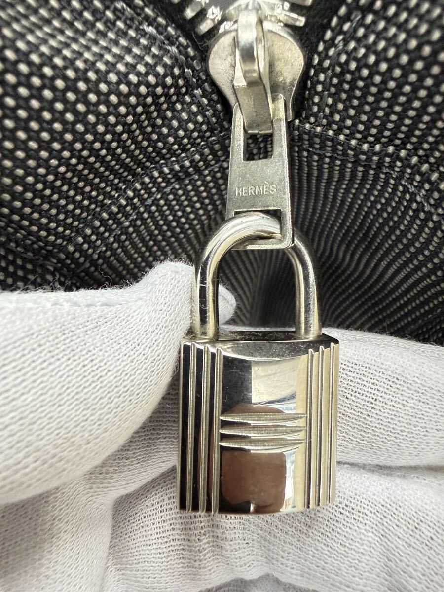 【極美品&AB品】HERMES エルメス エールライン MM トートバッグ グレー系 カデナ　キャンバス 大容量 現状品 プレミアム_画像7