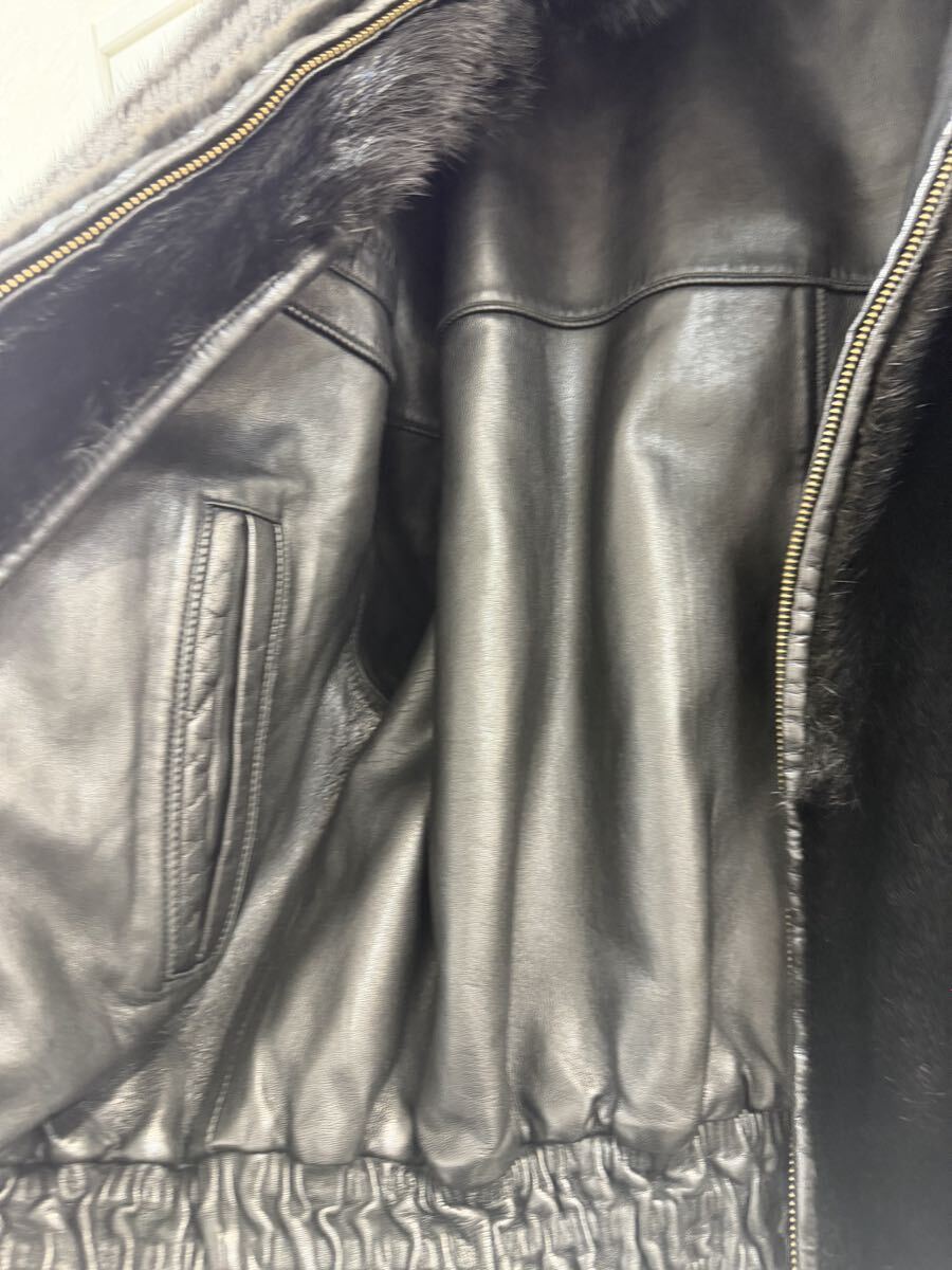 ◎【極美品】Pierre Balmain ピエールバルマン レザー×ファー リバーシブルジャケット ブラック 牛革 本毛皮仕様 高級アウター プレミアム_画像2