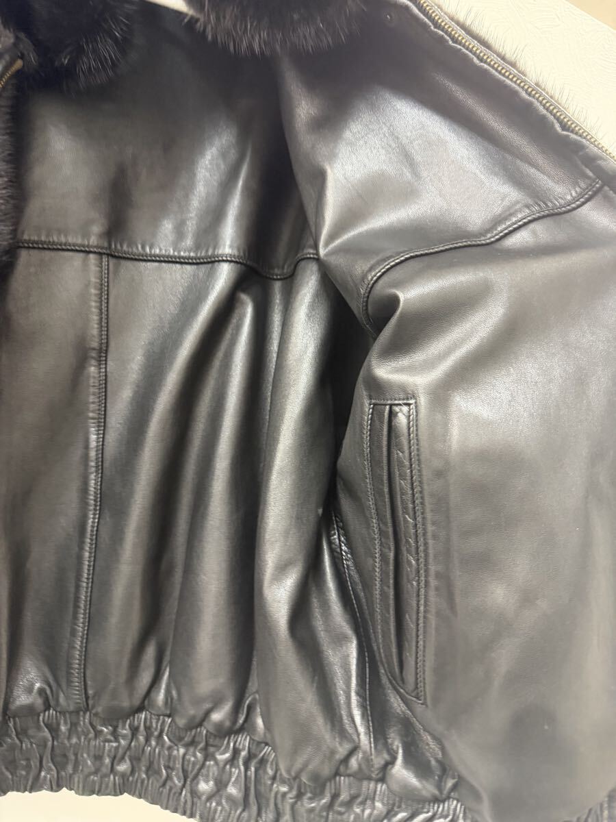 ◎【極美品】Pierre Balmain ピエールバルマン レザー×ファー リバーシブルジャケット ブラック 牛革 本毛皮仕様 高級アウター プレミアム_画像3