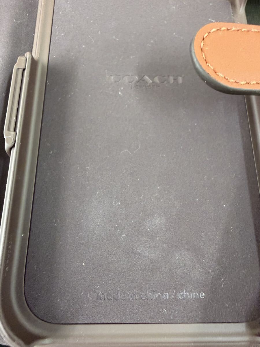 ◎COACH コーチ iPhoneケース 手帳型 シグネチャー ブラウン レザー×PVC ロゴ刻印 現状品_画像7