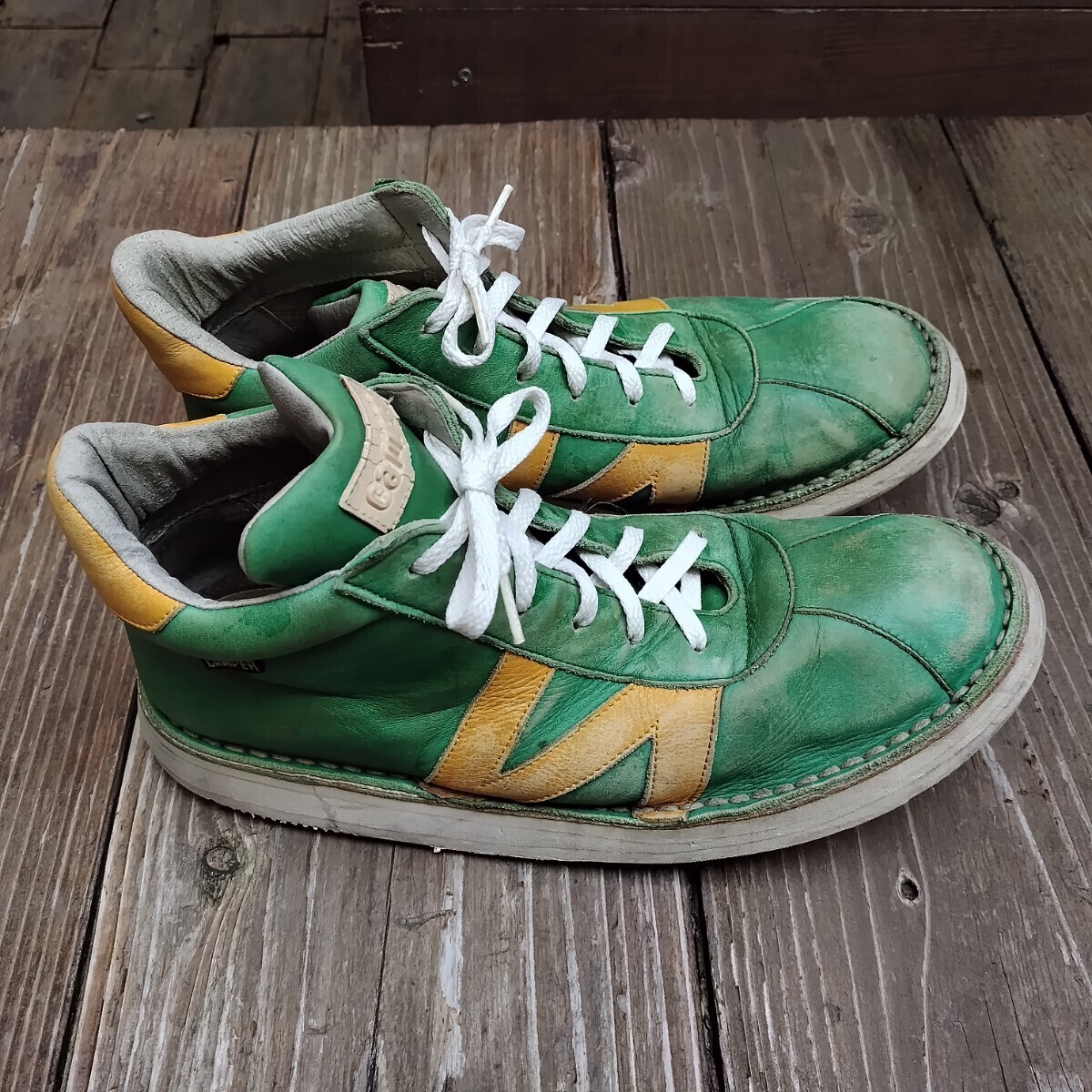 CAMPER 希少90年初期モデル 42 Nライン ビッグフット グリーン×イエロー レザー