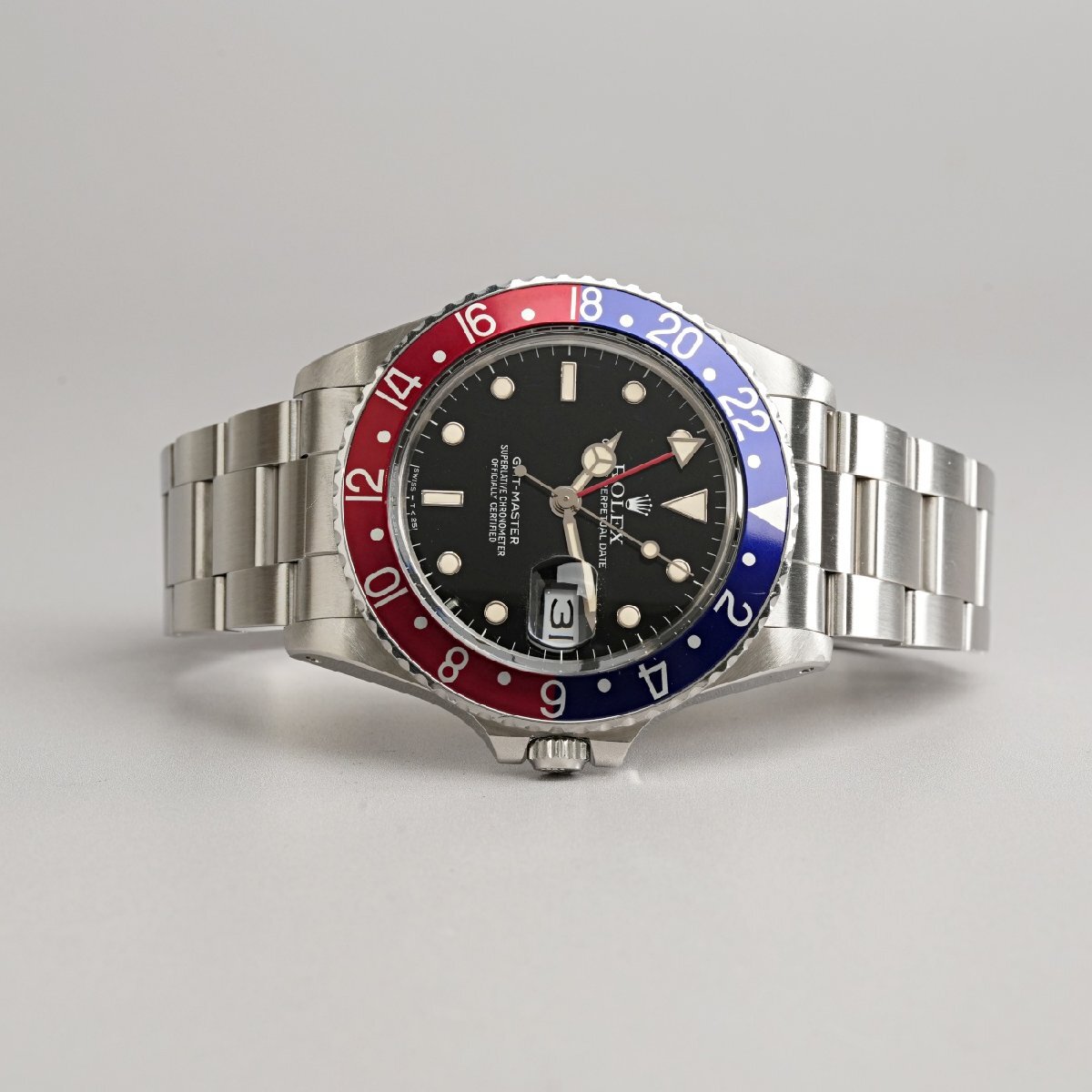 【OH済】1988年 ロレックス 16750 GMTマスターI SS トリチウム夜光 ぺプシ 青赤ベゼル CAL3075　R番 ポストヴィンテージ_画像10
