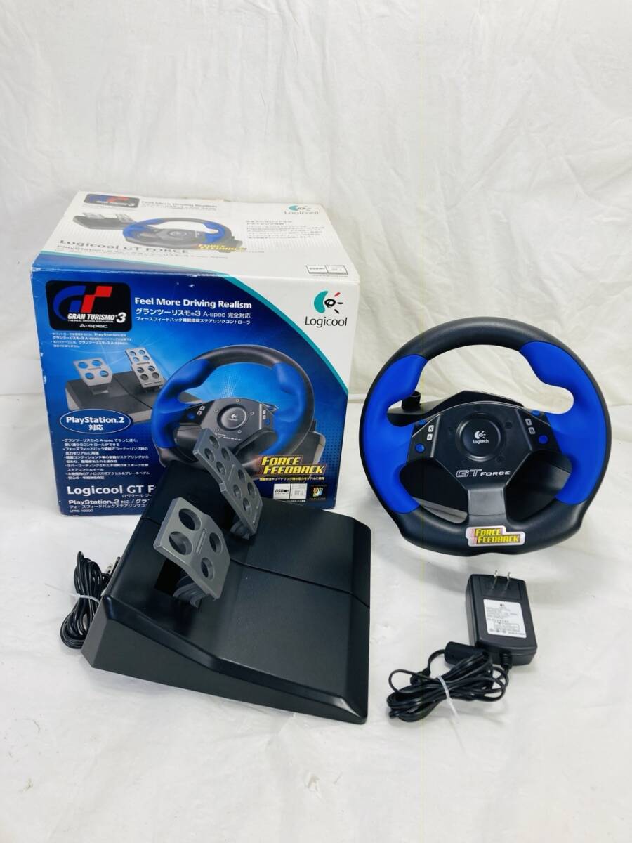 ロジクール Logicool GT FORCE フォースフィードバックステリングコントローラー PS2対応 LPRC-1000 動作未確認 GM-250920008_画像1