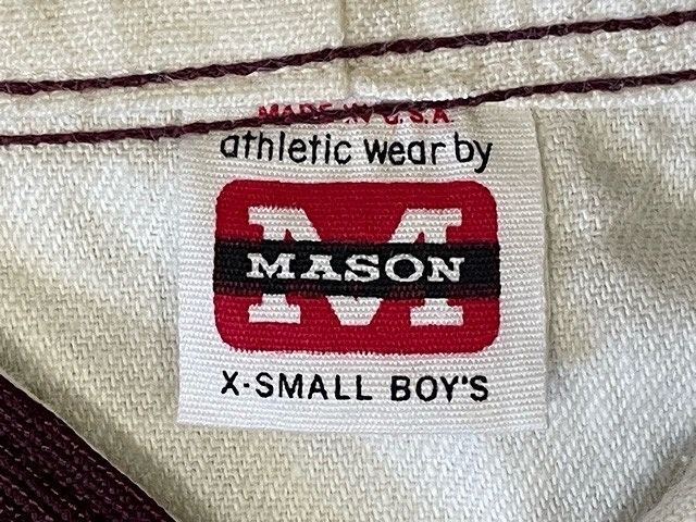 60's 米国製 メイソン MASON ビンテージ ベースボールシャツ 野球 コットン 猫目釦 染込みプリント BOY’S XS [la-1440]_画像3
