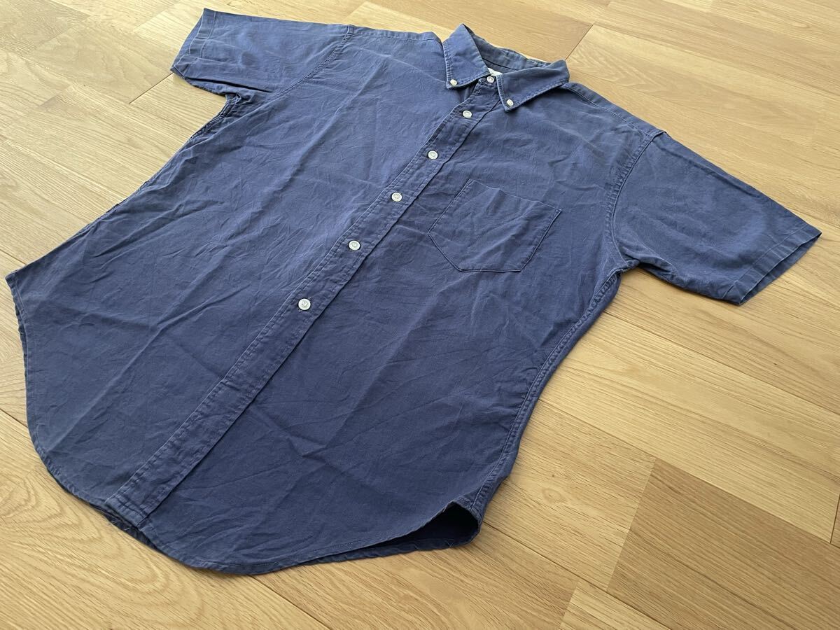 70'sUSA製ビンテージ Andrew SHIRTアンドリュー3点留めボタンダウン半袖シャツネイビー紺色オックスフォードRRLラルフローレン無地_画像2
