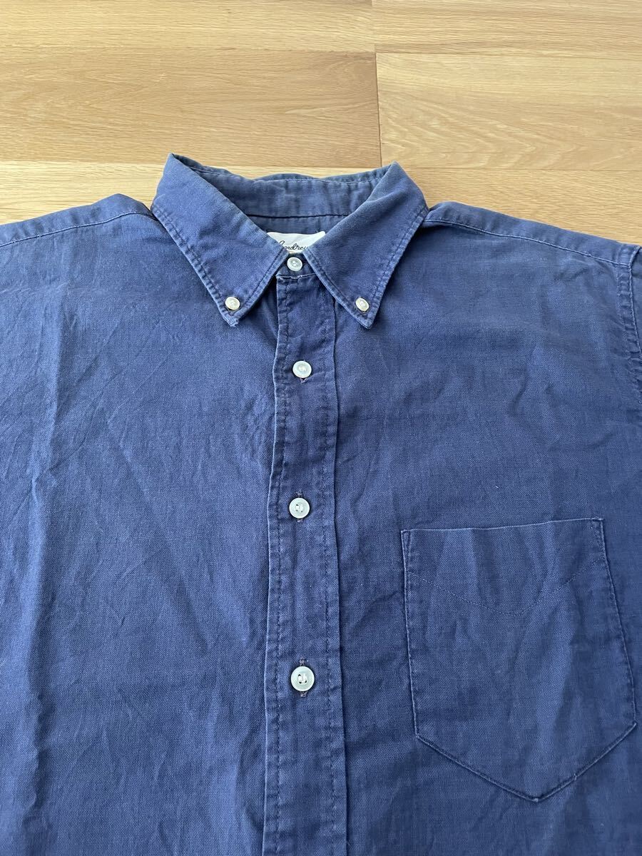 70'sUSA製ビンテージ Andrew SHIRTアンドリュー3点留めボタンダウン半袖シャツネイビー紺色オックスフォードRRLラルフローレン無地_画像5