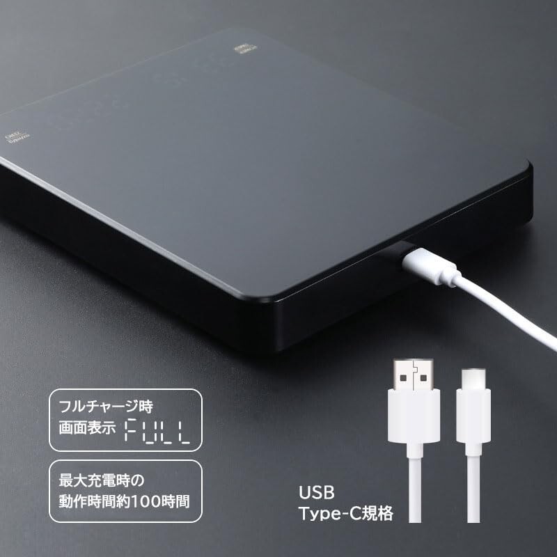 503 コーヒースケール デジタルはかり コーヒードリップ用 イマー付き 高精度 0.1g単位 3kg IPX4防水 耐熱 USB充電式 Type-Cケーブル _画像5