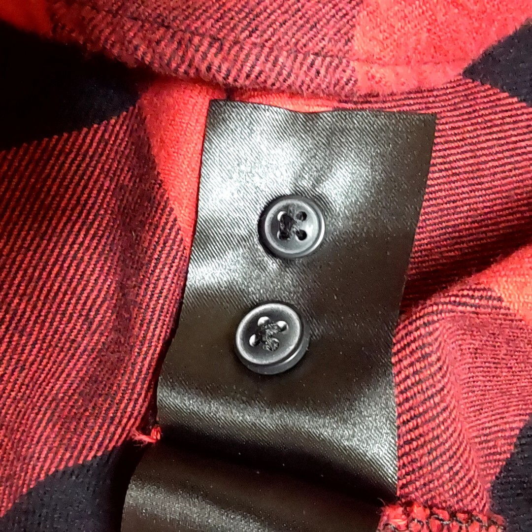 ③ H&M 赤色 黒色 レッド ブラック M 長袖 ボタン ネル シャツ チェック ビッグ ブロック カジュアル アメカジ メンズ_画像6