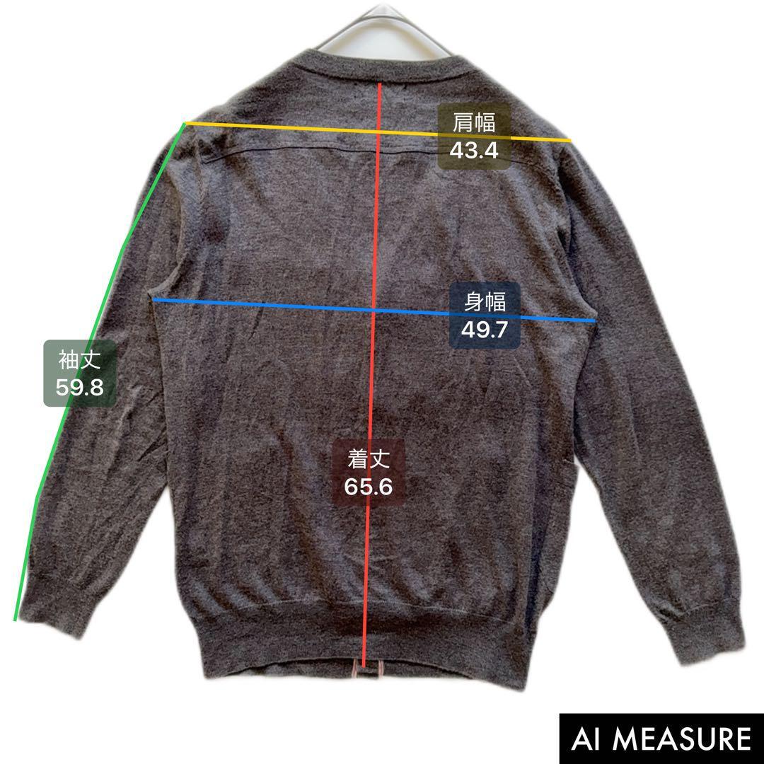 FRED PERRY Fred Perry V шея кардиган вязаный длинный рукав вязаный серый с карманом месяц багряник японский . мульти- полоса Logo вышивка M F3094