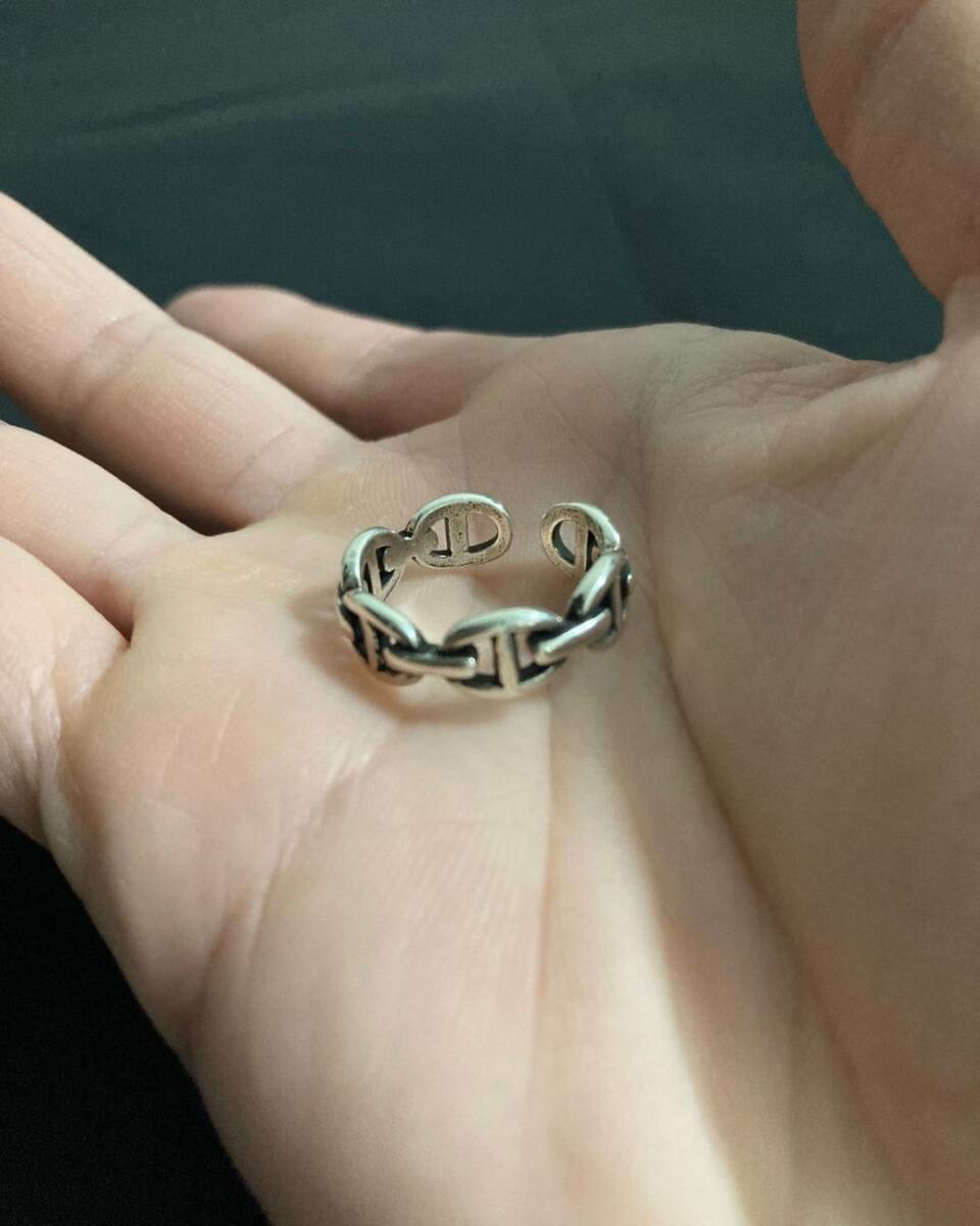 シルバー アンカー チェーン リング ユニセックス 韓国 シンプル 14号 新品 未使用_画像5