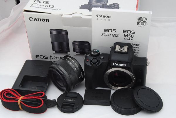 1000 Schott шт.! новый товар класс *Canon EOS Kiss M2 стандарт zoom линзы комплект черный KISSM2BK-1545 * 20251005_B08L4WVNLT_A15004