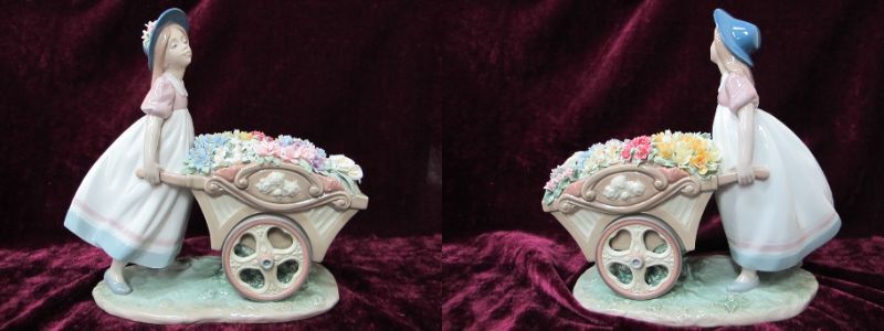 T10-21 LLADRO(リヤドロ) フィギュリン 陶器人形 【 可愛いお花屋さん 】 ケース付き 置物 インテリア レトロ アンティーク_画像4