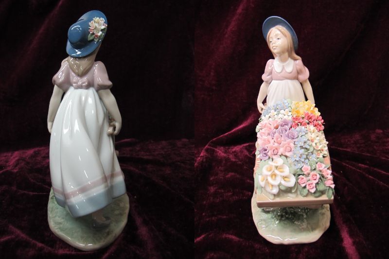 T10-21 LLADRO(リヤドロ) フィギュリン 陶器人形 【 可愛いお花屋さん 】 ケース付き 置物 インテリア レトロ アンティーク_画像3