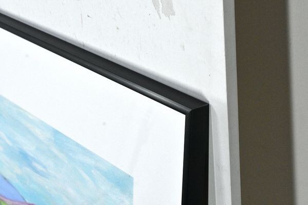 太郎千恵蔵画額「作品」　アクリル　クレヨン　紙　裏にサイン、年記　37×56　F:56.3×71.5　2003　Chiezo Taro_画像3