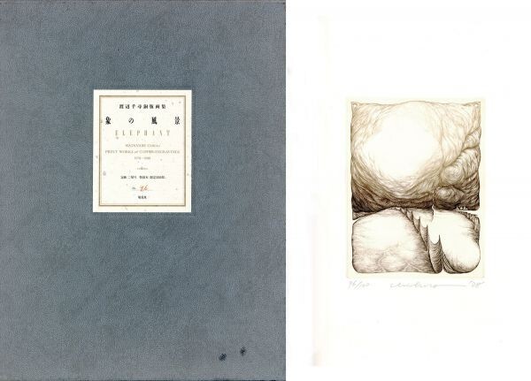 渡辺千尋銅版画集 象の風景 用美社 限100 銅版画1葉(サイン、年記) 函 1988 Chihiro Watanabe_画像1