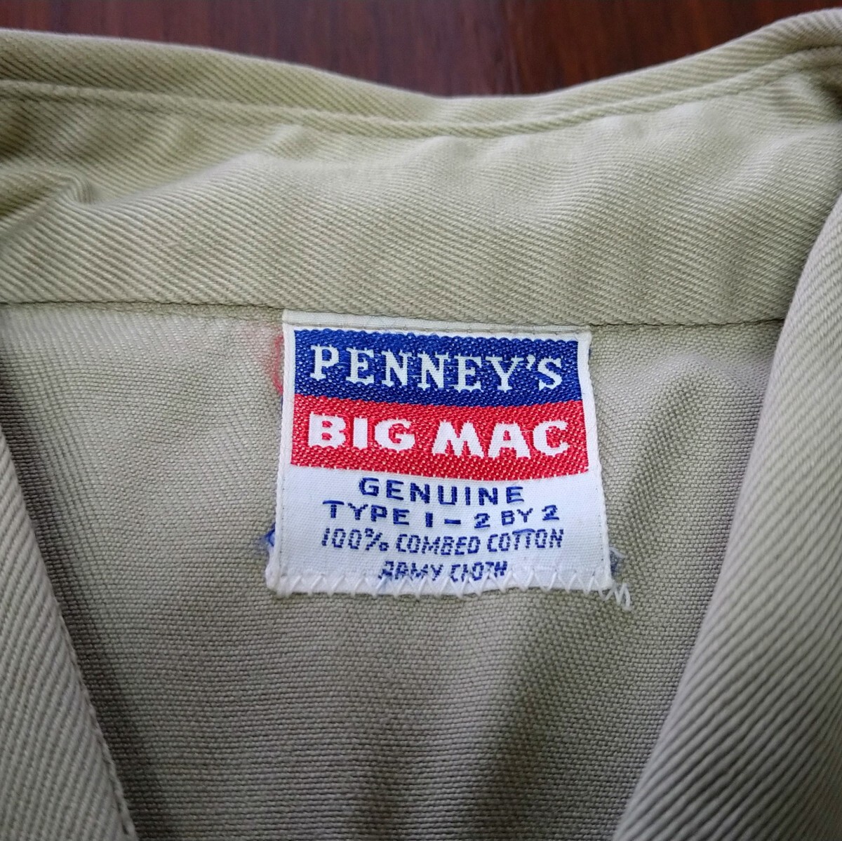 50’s~ ビンテージ ビッグマック ワークシャツ Mサイズ アーミーツイル マチ付き BIG MAC JCPenney ペニーズ 良品_画像2