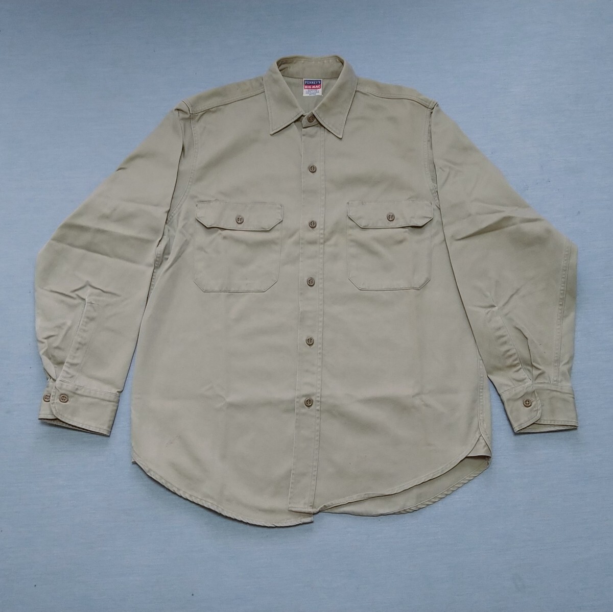 50’s~ ビンテージ ビッグマック ワークシャツ Mサイズ アーミーツイル マチ付き BIG MAC JCPenney ペニーズ 良品_画像3