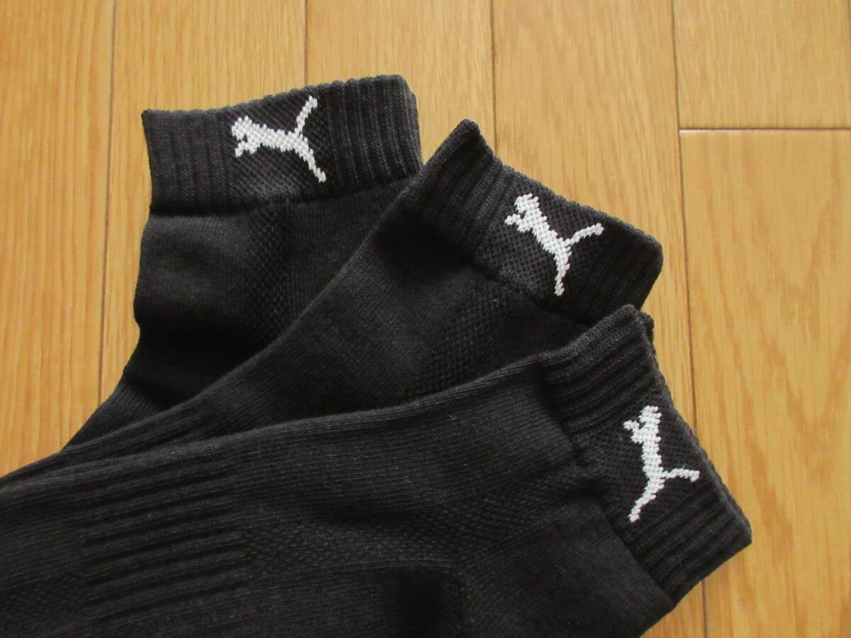 PUMA プーマ クォーター クッション ソックス 3足セット (ブラック) 靴下 25~27㎝_画像2