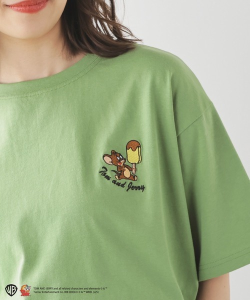 COLZA コルザ　トムとジェリー　刺繍付き Tシャツ　（ミント　ジェリー）　Mサイズ　ユニセックス　男女兼用　トム＆ジェリー_画像1