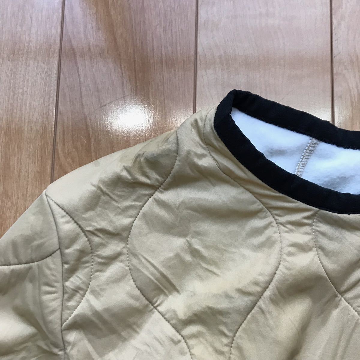 アディダス ナイロンジャケット 133-6-3 ベージュ ホワイト XL 裏起毛 キルティング_画像4