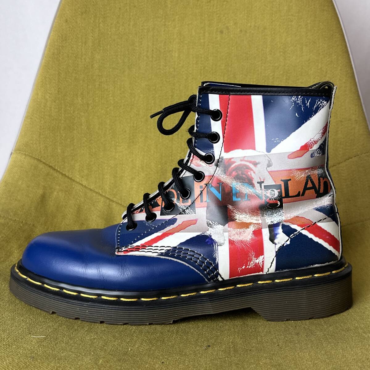Dr.Martens ドクターマーチン ユニオンジャック 8ホールレースアップブーツ UK7 英国製 25.5相当 レザーシューズ ビンテージ ブルドッグ_画像4