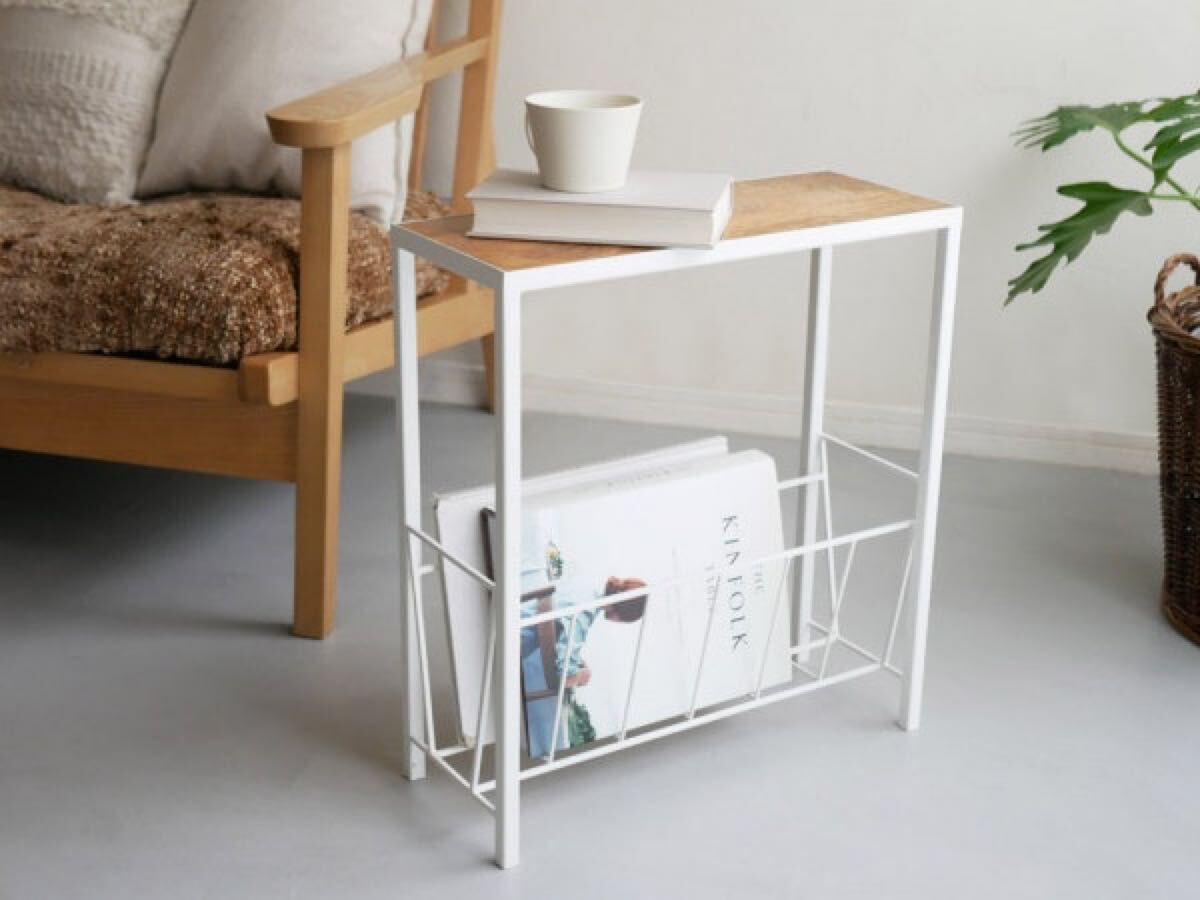 【POSH LIVING/ポッシュリビング】マガジンラック ホワイト10,560円 税込 / 数量:1 税率:10% サイドテーブル ベッドサイドテーブル _画像1