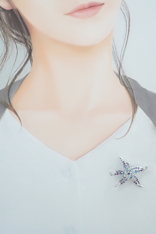 アメジスト ブローチ ブルートパーズ ムーンストーン K18WG K14WG ヒトデ 海 動物 アニマル ペンダントトップ 送料無料 中古 宝正 903064_画像4