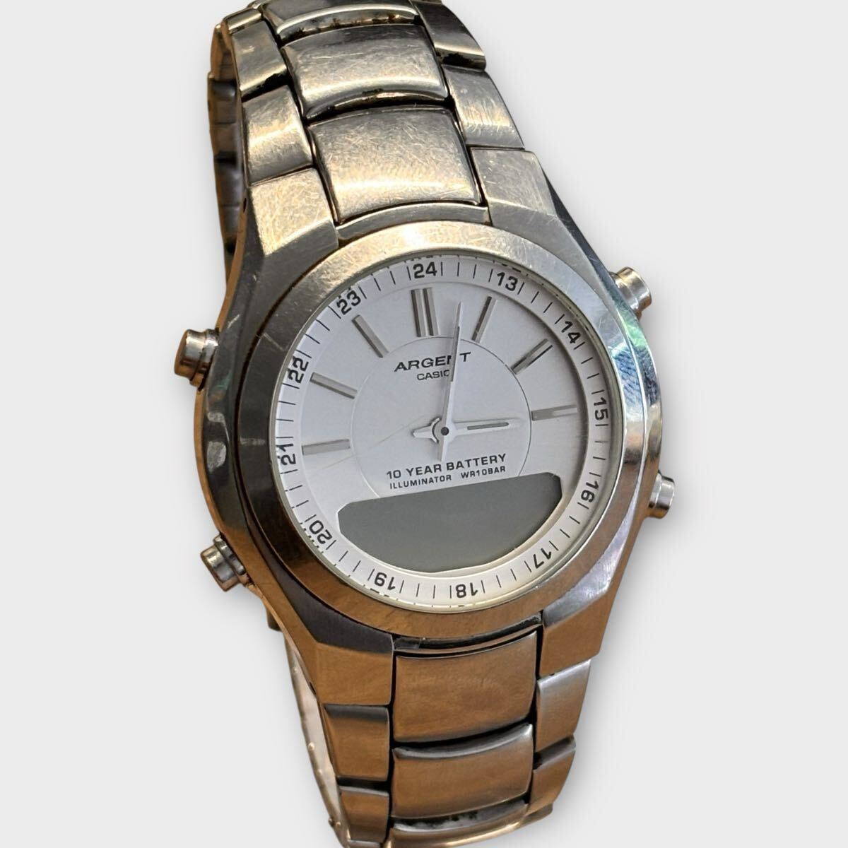 腕時計 CASIO カシオ ARGENT エージェント ARG-108 メンズ クォーツ 電池切れ 1000円スタート_画像1