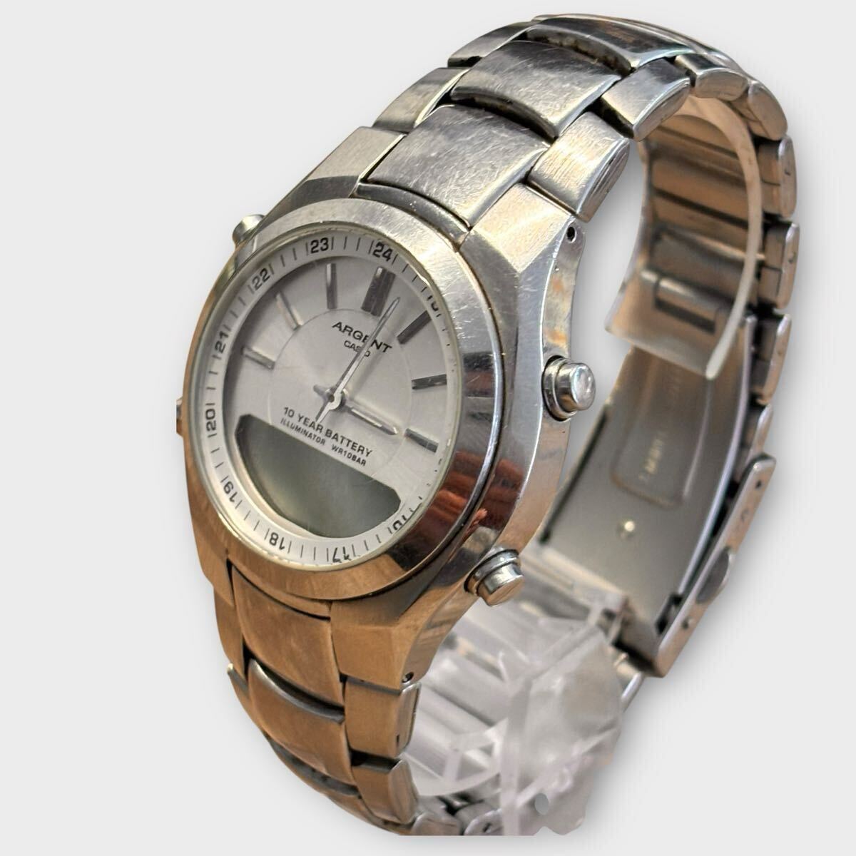 腕時計 CASIO カシオ ARGENT エージェント ARG-108 メンズ クォーツ 電池切れ 1000円スタート_画像3