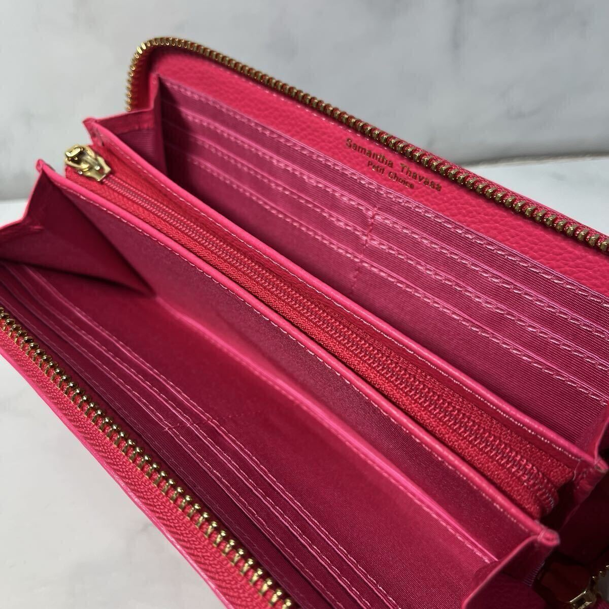 未使用 Samantha Thavasa Petit Choice サマンサタバサ プチチョイス　ラウンドファスナー長財布　ピンク　パール　ビジュー　レザー_画像4