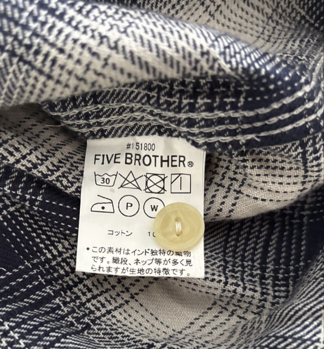 FIVE BROTHER ファイブブラザー オンブレ シャドー チェック シャツ 長袖 シャツ 薄手 ネルシャツ マチ付き Lサイズ アメカジ_画像7