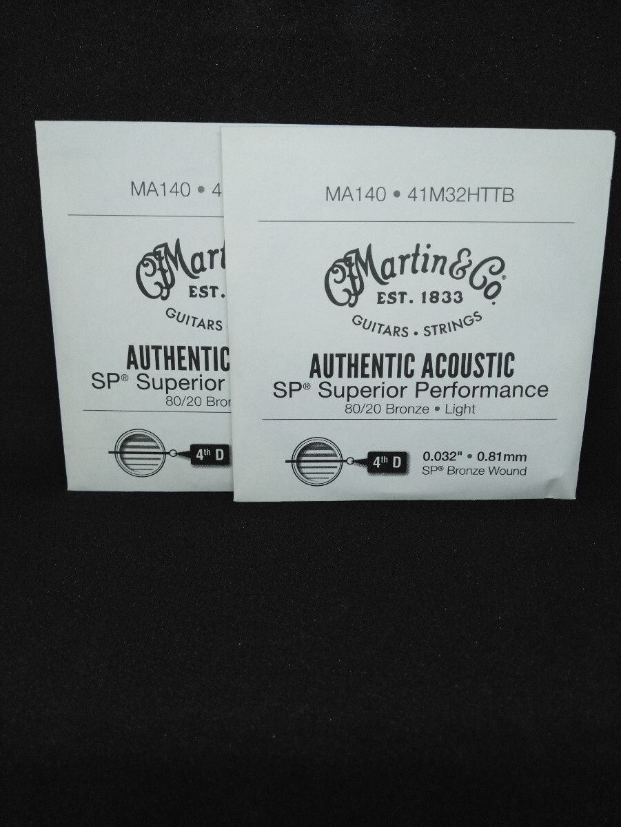 新品 送料無料 Martin アコギ弦 MA140 ライトゲージ ４弦(032) ２本セット_画像1