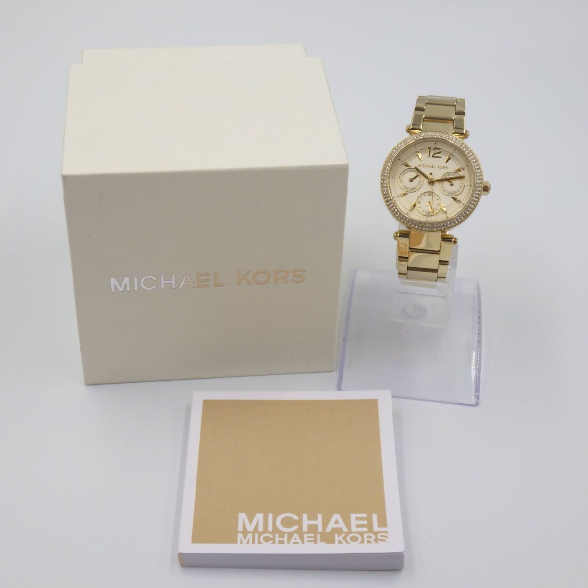 497560【1円スタート】MICHAEL KORS マイケルコース 稼動品 MK-6351 ストーンベゼル レディース 時計 クォーツ ケース33mm_画像8