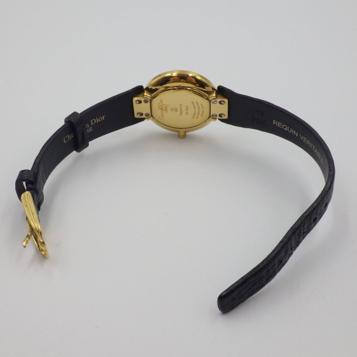 504149[1 иен старт ]Christian Dior Dior работа товар 46-153-3 Bagira черный moon женский часы кварц кейс 26mm