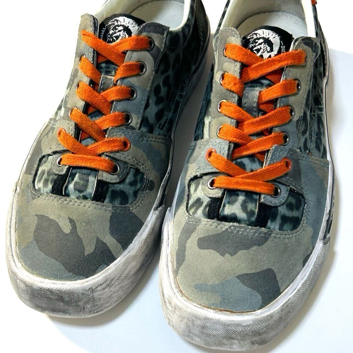 【DIESEL】S-Flip multicolored low-top Lace Shoes ディーゼル 定価2.0万 ヴィンテージ加工 レースアップ ローカットスニーカー 42 JP27cm_画像3