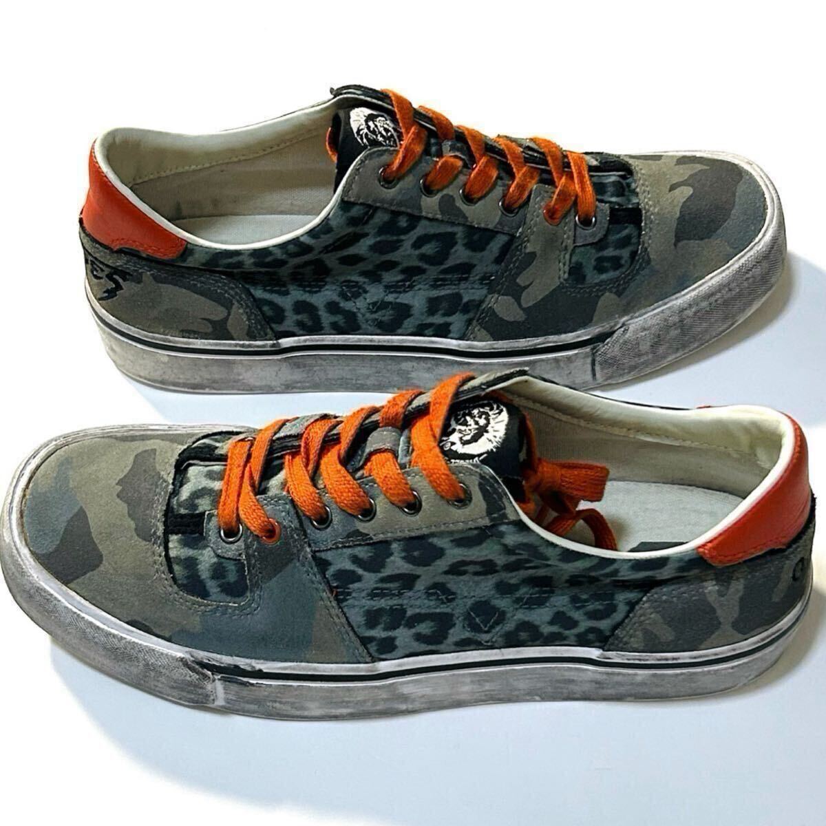【DIESEL】S-Flip multicolored low-top Lace Shoes ディーゼル 定価2.0万 ヴィンテージ加工 レースアップ ローカットスニーカー 42 JP27cm_画像4