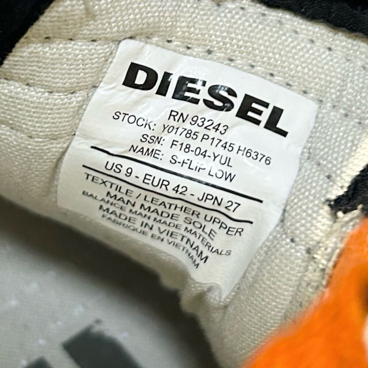 【DIESEL】S-Flip multicolored low-top Lace Shoes ディーゼル 定価2.0万 ヴィンテージ加工 レースアップ ローカットスニーカー 42 JP27cm_画像10