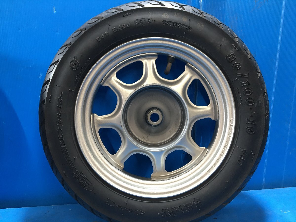 ホンダ タクト AF79 前後 ホイール タイヤ付 J10x2.15 CHENG SHIN TIRE 80/100-10 16年製 ジョグ AY01　 25.9.29.Y.21-K3-112　24110522_画像8