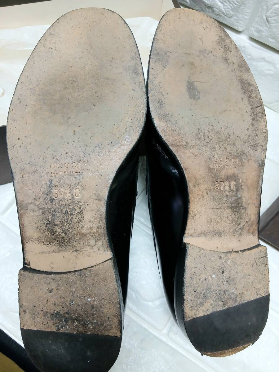 n384 GUCCI ホースビットローファー (37) 轡 黒 _画像9